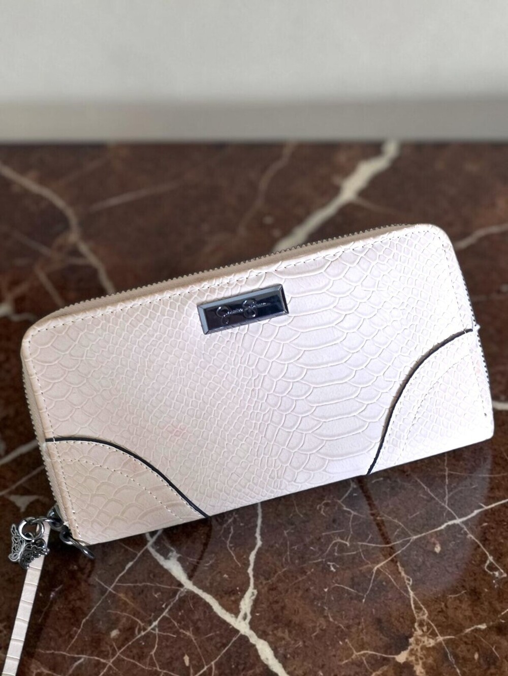 Jessica Simpson Blush Pink Faux Snakeskin Zip Around Wallet Continental Wristlet